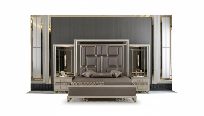 Bed Bruin Elegant Slaapkamerontwerp Mooie Luxe Tweepersoonsbedden