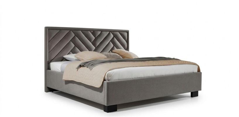 Slaapkamer Set Grijs Bed Hout 2x Nachtkastjes Elegant Modern Mooi Nieuw 3-delig.