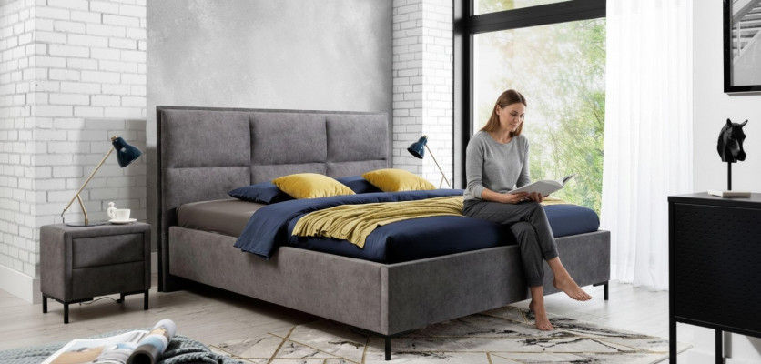 Slaapkamerset Grijs Bed Elegant 2x Nachtkastjes Compleet Set Mooi 3-delig.