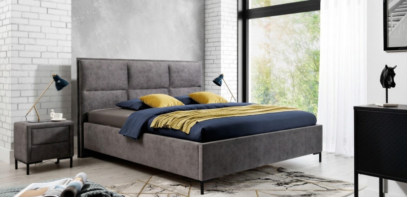 Slaapkamerset Grijs Bed Elegant 2x Nachtkastjes Compleet Set Mooi 3-delig.