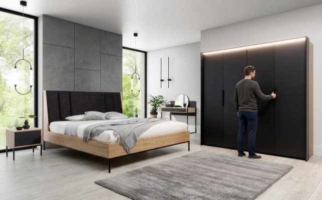 Kledingkast Zwart Luxe Hout Slaapkamer Elegant Kastontwerp Modern