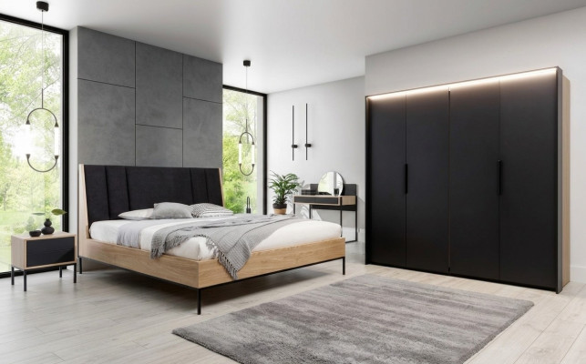 Kledingkast Zwart Luxe Hout Slaapkamer Elegant Kastontwerp Modern