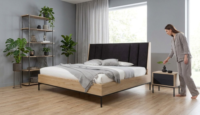 Slaapkamer Set Beige Bed Elegant 2x Nachtkastjes Luxe Modern Nieuw 3-delig.