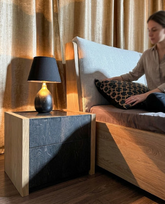 Nachtkast Beige Slaapkamer Elegant Ontwerp Luxe Houten Nachtkastje van Hout
