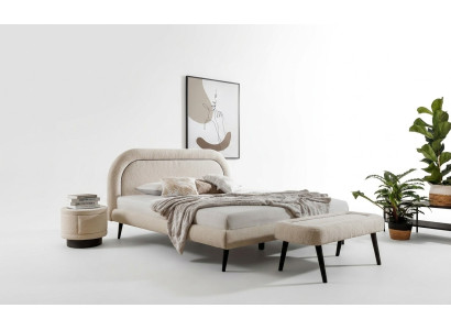 Slaapkamer set Wit Bed Elegant 2x Nachtkastjes Luxe Kruk Modern.