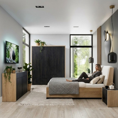 Kledingkast Zwart Hout Slaapkamer Design Modern Meubilair Kapstok