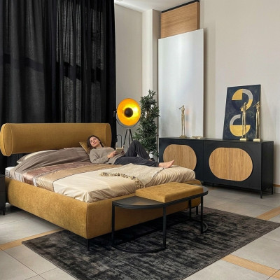 Bed Geel Mooi Ontwerp Modern Slaapkamer Tweepersoonsbedden Elegant Meubilair