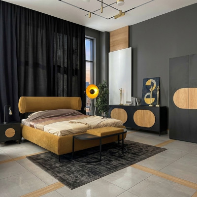 Bed Geel Mooi Ontwerp Modern Slaapkamer Tweepersoonsbedden Elegant Meubilair