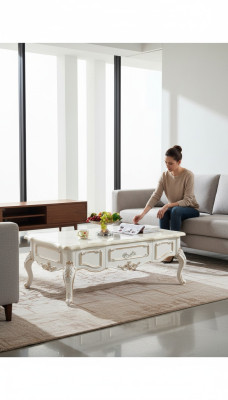 Salontafel Wit Tafels Woonkamer Elegant Klassiek Design Meubels 