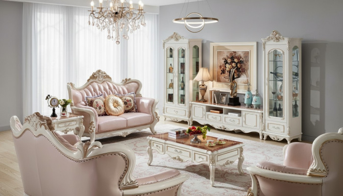 Vitrine Wit Luxe Woonkamer Meubels Hout Glas Ontwerp Elegant Klassiek