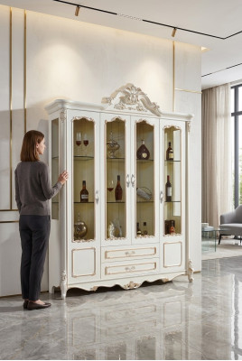 Antieke stijl kast Barok glazen kast kasten meubels hout vitrine