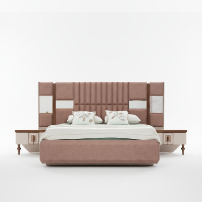 Luxe bed slaapkamer Italiaanse meubels Nieuw materiaal Hout Bruin