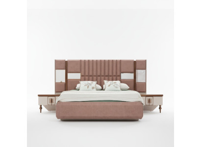 Luxe bed slaapkamer Italiaanse meubels Nieuw materiaal Hout Bruin