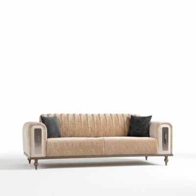 Luxe Bankstel Bank Beige Woonkamer Kantoor Textiel Bankstellen