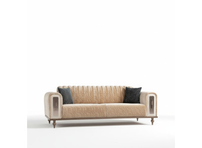 Luxe Bankstel Bank Beige Woonkamer Kantoor Textiel Bankstellen