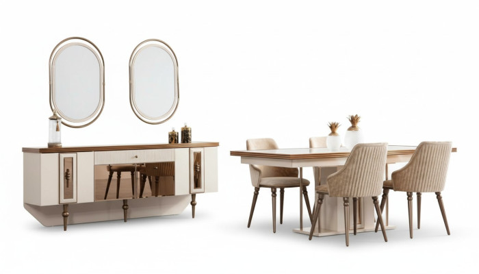 Luxe eetkamer set dressoir sideboard tafel 4x stoel set 8-delig