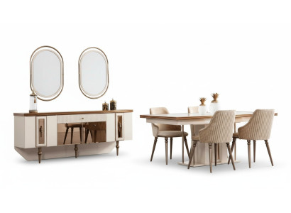 Luxe eetkamer set dressoir sideboard tafel 4x stoel set 8-delig