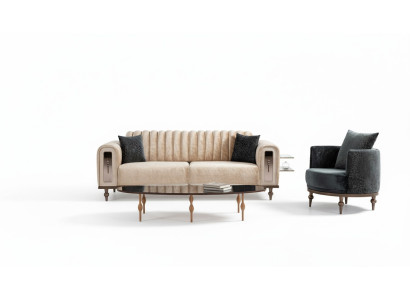 Ontwerp Moderne bankstel sofa set Woonkamer set 3+1 salontafel Beige