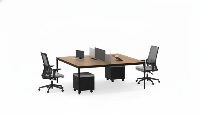 Modulaire kantoormeubelen, bureaus, luxe inrichting, houten meubels, nieuw.