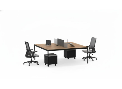 Modulaire kantoormeubelen, bureaus, luxe inrichting, houten meubels, nieuw.