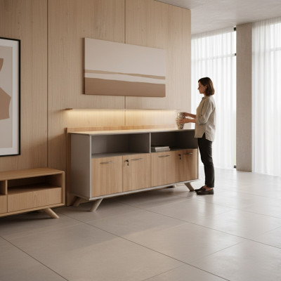 Modern bruin dressoir ontwerper commode luxe massief houten commode