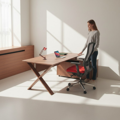 Schrijftafels Kantoor meubels Hoekbureau Werktafels Houten meubels Bruin
