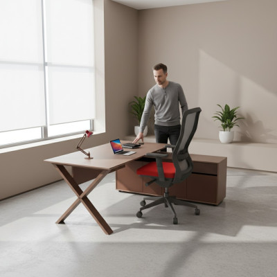 Schrijftafel kantoormeubilair directietafel houten meubels ontwerper schrijfwerkplek
