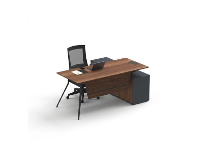 Grote bruine hoekbureau houten meubels inrichting werkkamermeubels