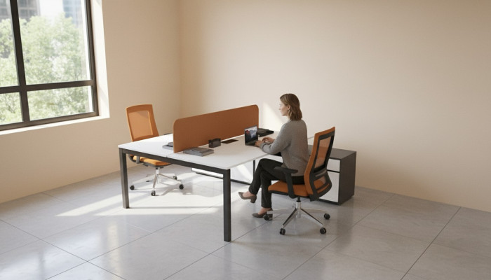 Grote werktafel kantoormeubilair thuiskantoorinrichting luxe design.