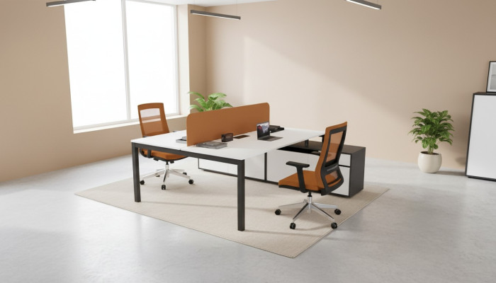 Grote werktafel kantoormeubilair thuiskantoorinrichting luxe design.