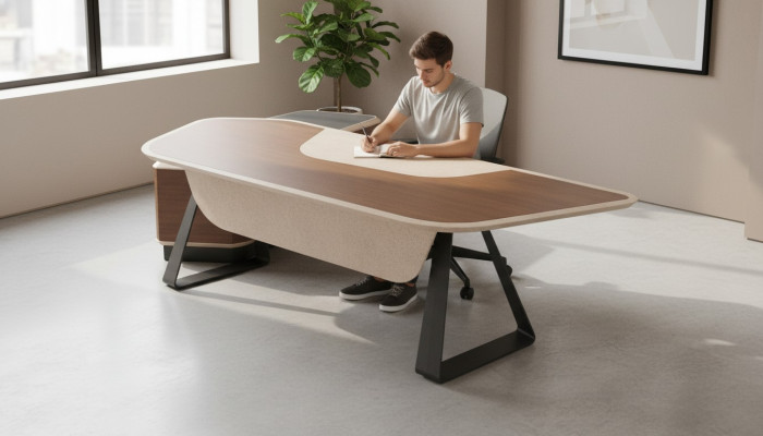 Moderne hoekbureau Kantoor meubels Directietafel Directeursbureau Bruin