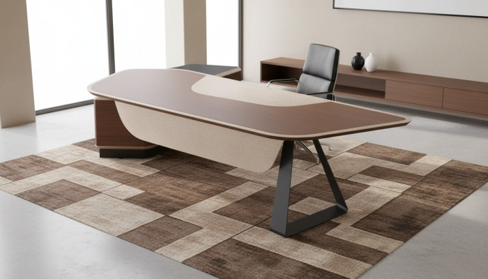 Moderne hoekbureau Kantoor meubels Directietafel Directeursbureau Bruin