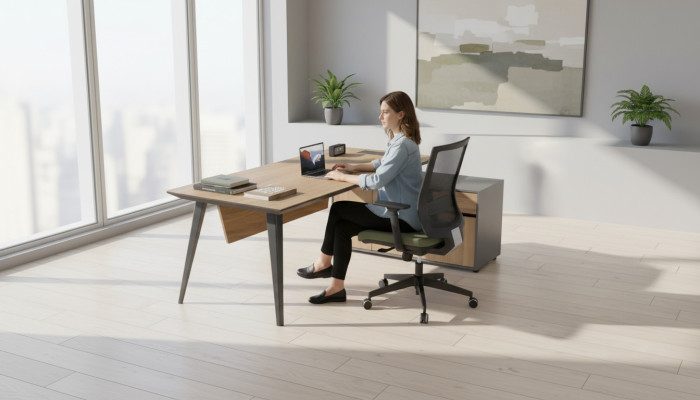 Hoekbureau Kantoor bureau groot Directeur tafels Bureau meubelen Bruin
