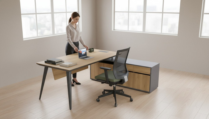 Hoekbureau Kantoor Tafel Bruin Groot Chef Tafels Bureau Meubels