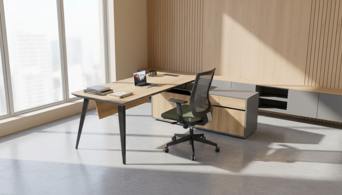 Hoekbureau Kantoor Tafel Bruin Groot Chef Tafels Bureau Meubels