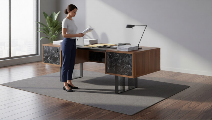 Massief houten bureau kantoormeubelen kantoorinrichting designmeubelen