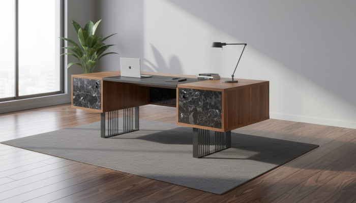 Massief houten bureau kantoormeubelen kantoorinrichting designmeubelen