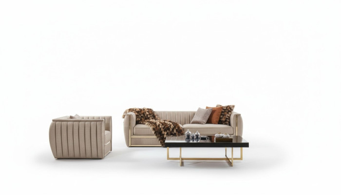 Ontwerp bankstel 3+1 salontafel Bank bekleding Kleur beige Bank nieuw