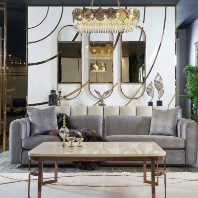 Luxe bankstel set 2-dlg bank 3-zits salontafel bankbanken fauteuil nieuw