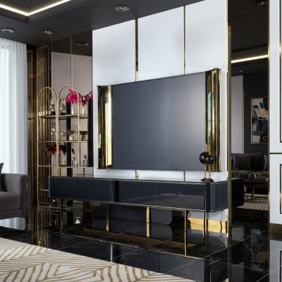 rtv Laag tv-meubel Tv-standaard Dressoir Woonkamer Modern Hout Zwart Ontwerp