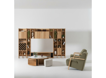 Woonkamerset Designer fauteuil 2x woonwand salontafel