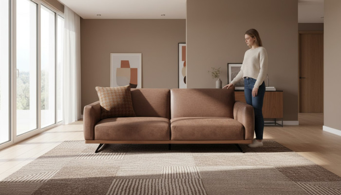 Moderne leren bank Bankstel 3-zits design bank woonlandschap bruin