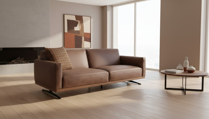 Moderne leren bank Bankstel 3-zits design bank woonlandschap bruin