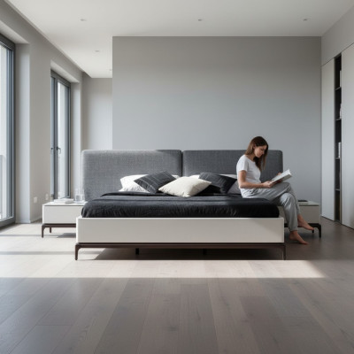 Modern luxe slaapkamer set bed + 2x nachtkastje hotelmeubilair bedden loft