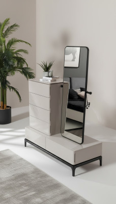 Commode woonkamerset commode met spiegel hout Stijl Modern wit