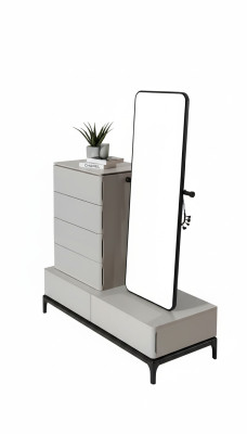 Commode woonkamerset commode met spiegel hout Stijl Modern wit