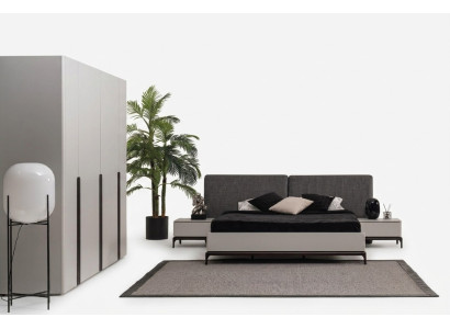 Bed kussen ontwerp luxe dubbele hotelbedden houten meubels lichtgrijs loft