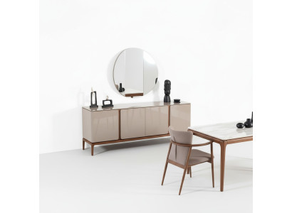 Woonkamer dressoir spiegel sideboard hout met metalen stijl zwarte ladekast.