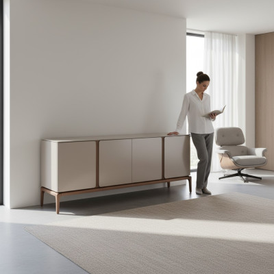 Woonkamer dressoir hout beige stijl Modern Sideboard kast xxl