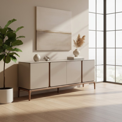 Woonkamer dressoir hout beige stijl Modern Sideboard kast xxl